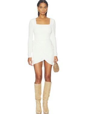 Lovers and Friends Devon Dress Smocked Rib White Wrap S